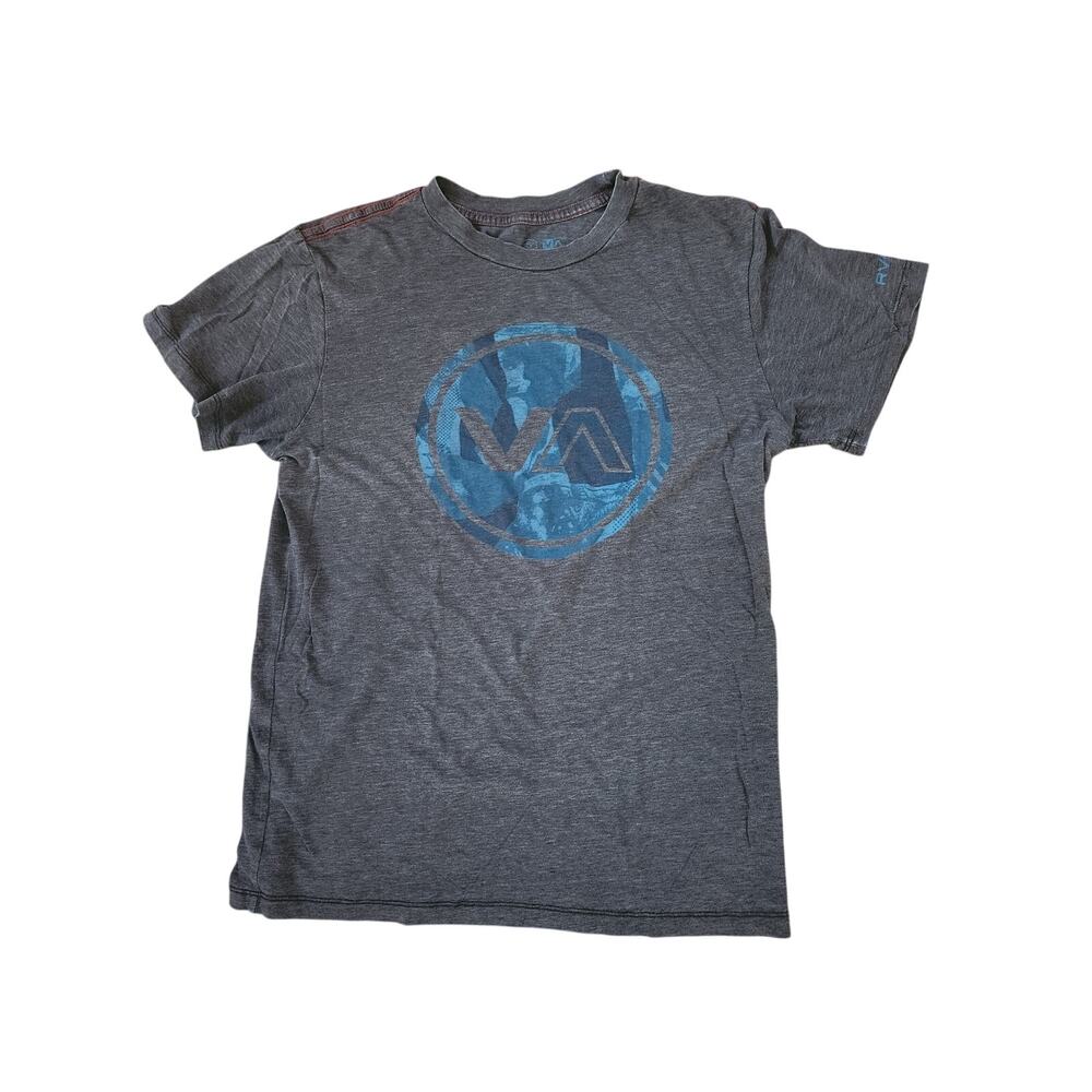 RVCA VA Logo Graphic T Shirt Small Gray Blue Surf Skate Tee